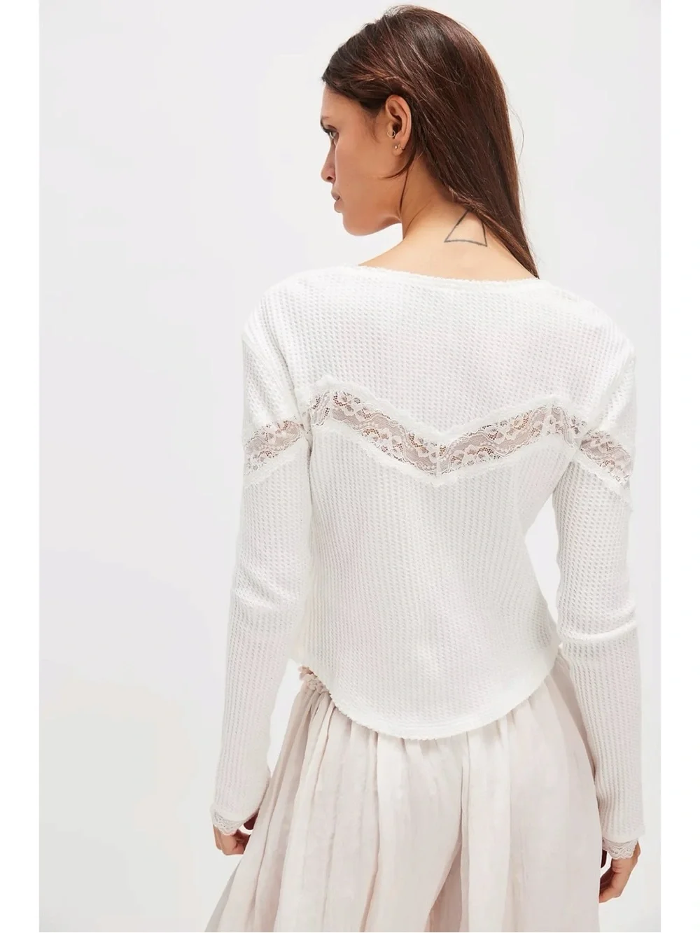 Free People Let's Party Cardi in Clean Ivory XL NWT Dainty Thermal Lace 90s Y2K